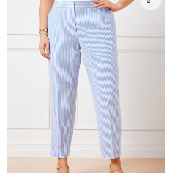 Talbots Chelsa Seersucker Flat Front Ankle Pants #2143 - Picture 1 of 7